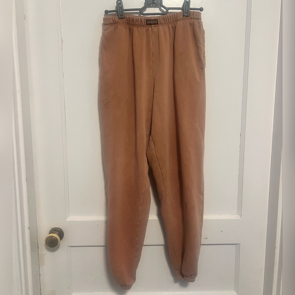 Bo+Tee Terracotta Tan Jogger Elastic Waist Tapered Leg Size Xs